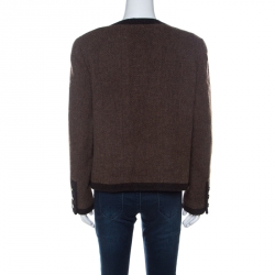 Pre Owned Chanel Boutique Vintage Brown Wool Tweed Jacket XL
