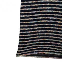 Pre Owned Chanel Stripe Tweed & Knit Dress S