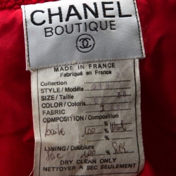 Pre Owned Chanel Red Wool Zipper Detail Vintage Blazer M