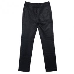 Pre Owned Chanel Quilted Stitch Leather Pants S 