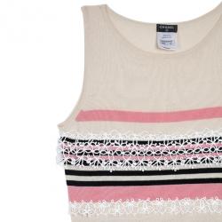 Pre Owned Chanel Resort 2011 Striped Cashmere Dress L 