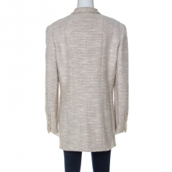 Chanel Beige Tweed Button Front Jacket  L