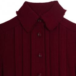 Pre Owned Chanel Oxblood Pleated Tweed Dress S