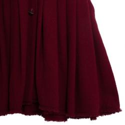 Pre Owned Chanel Oxblood Pleated Tweed Dress S