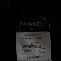 Pre Owned فستان شانيل بلا حمالات حزام لؤلؤ كريب ستريتش أسود M