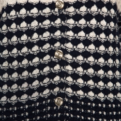 Pre Owned Chanel Navy Blue And Beige Knit Cardigan XL