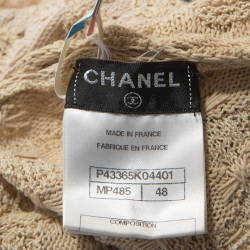 Pre Owned Chanel Navy Blue And Beige Knit Cardigan XL