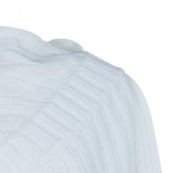 Pre Owned Chanel White Circular Knit Top S