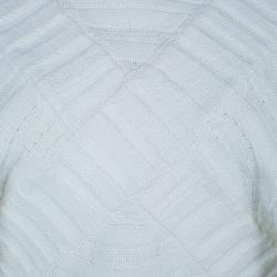 Pre Owned Chanel White Circular Knit Top S