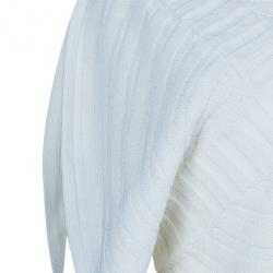 Pre Owned Chanel White Circular Knit Top S