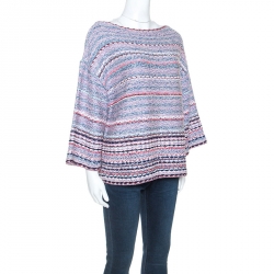 Chanel Multicolor Tweed Bateau Neck Sweater L