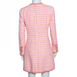 Chanel Pink Tweed Sequin Detail Long Sleeve Dress M