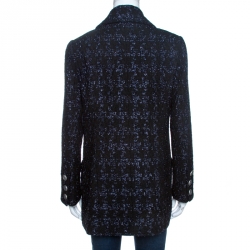 Pre Owned Chanel Black Lurex Tweed Faux Waistcoat Detail Jacket M