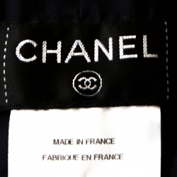 Pre Owned Chanel Monochrome Lurex Tweed Wide Leg Pants S