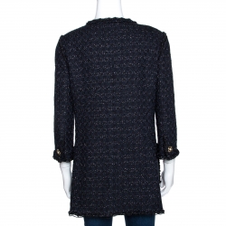 Pre Owned Chanel Midnight Blue Lurex Textured Knit Jacket M