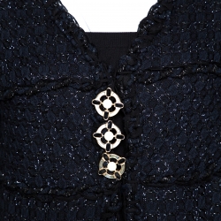 Pre Owned Chanel Midnight Blue Lurex Textured Knit Jacket M