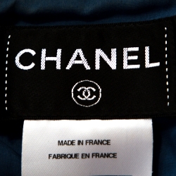 Pre Owned Chanel Blue Boucle Tweed Sleeveless Shift Dress M