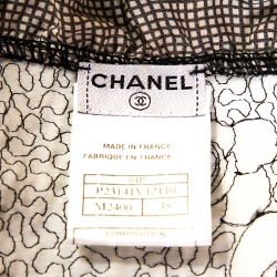 Chanel Monochrome Textured Camelia Pattern Detail Cropped Jacket M