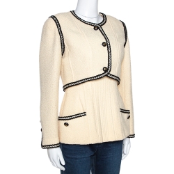 Chanel Vintage Cream Tweed Top and Bolero Jacket Set M