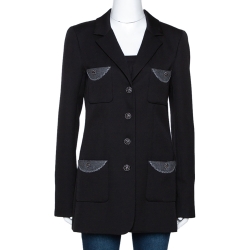 Chanel Black Wool Pocket & Button Detail Jacket M