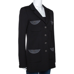 Chanel Black Wool Pocket & Button Detail Jacket M
