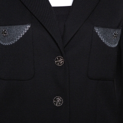 Chanel Black Wool Pocket & Button Detail Jacket M