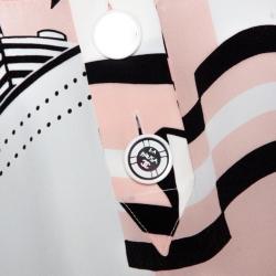 Pre Owned Chanel Pink Printed Silk Three Quarter Sleeve Tunic M 