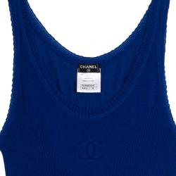 مملوكة مسبقًا Chanel Cobalt Blue Knitted Dropwaist Dress