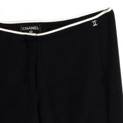 Pre Owned Chanel Black Silk Stretch Bellbottoms
