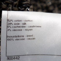 Pre Owned Chanel Navy Blue & Beige Cotton Blend Lurex Knit Cardigan L