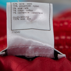 Pre Owned فستان شانيل متوسط الطول حزام تويد أحمر مقاس كبير (لارج)