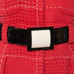 Pre Owned فستان شانيل متوسط الطول حزام تويد أحمر مقاس كبير (لارج)