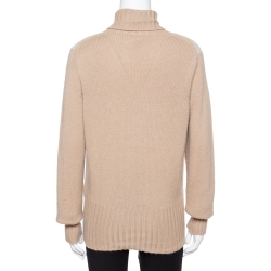 Chanel Vintage Beige Cashmere Turtleneck Sweater L