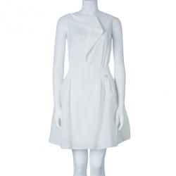 Pre Owned Chanel White Flounce High-Waist Skirt M