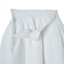 Pre Owned Chanel White Flounce High-Waist Skirt M