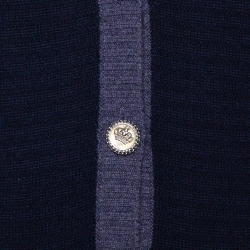 Pre Owned Chanel Navy Blue Cashmere  Long Button Front Cardigan M