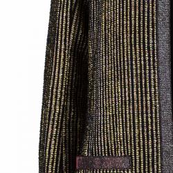 Chanel Metallic Textured Skirt Suit With Pleated Top M