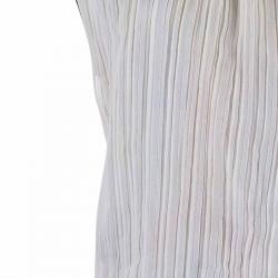 Chanel Metallic Textured Skirt Suit With Pleated Top M
