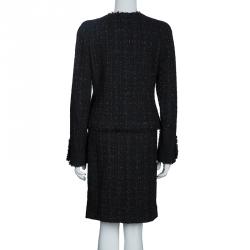 Pre Owned Chanel Black Tweed Skirt Suit M