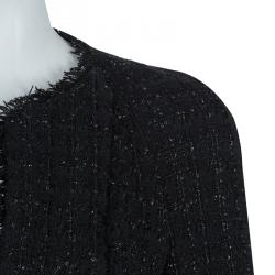 Pre Owned Chanel Black Tweed Skirt Suit M
