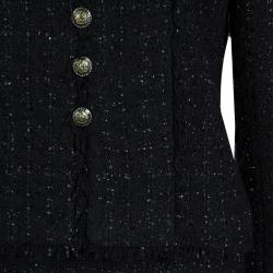 Pre Owned Chanel Black Tweed Skirt Suit M