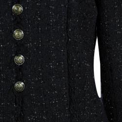 Pre Owned Chanel Black Tweed Skirt Suit M
