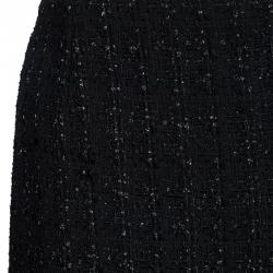 Pre Owned Chanel Black Tweed Skirt Suit M