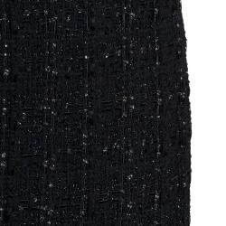 Pre Owned Chanel Black Tweed Skirt Suit M