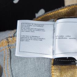 Pre Owned Chanel Gold Foil Coated Denim Shorts S