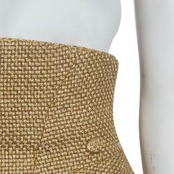 Pre Owned بنطلون شانيل بالازو ذهبي مغزول M