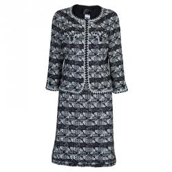 Chanel Black and White Textured Skirt Suit M