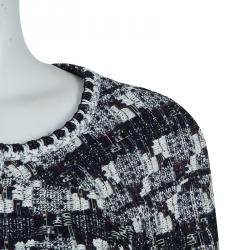 Chanel Black and White Textured Skirt Suit M