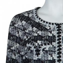 Chanel Black and White Textured Skirt Suit M