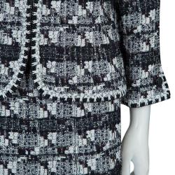 Chanel Black and White Textured Skirt Suit M